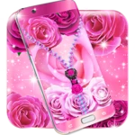 lock screen zipper pink rose android application logo